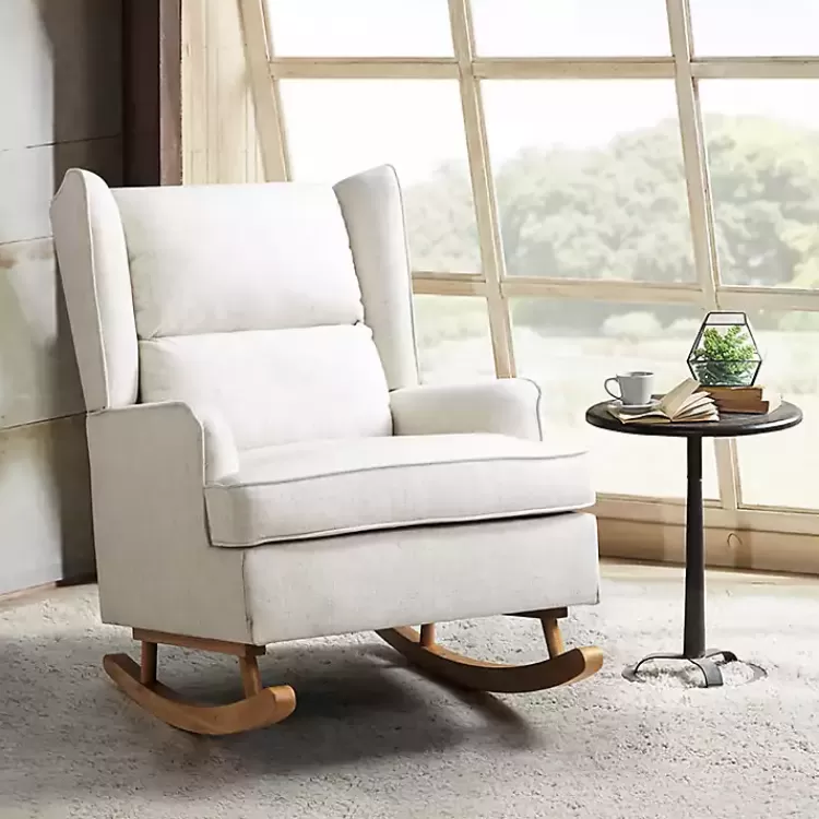 Cream Upholstered Wingback Rocking Chair>Kirklands Home Cheap