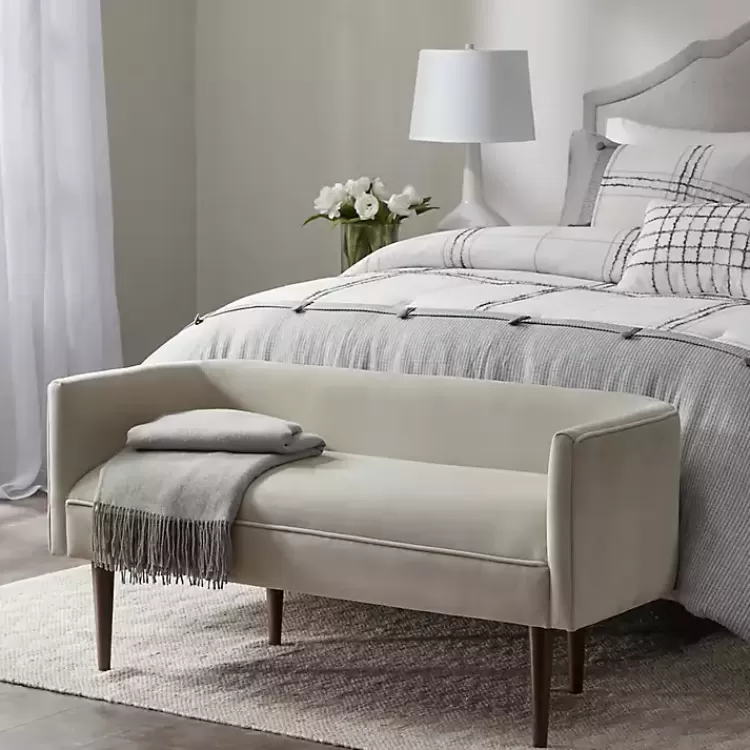 Cream Velvet Low Back Transitional Settee>Kirklands Home Best Sale
