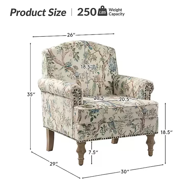 cream_vintage_birds_traditional_accent_chair_2.webp Cream Vintage Birds Traditional Accent Chair>Kirklands Home Online