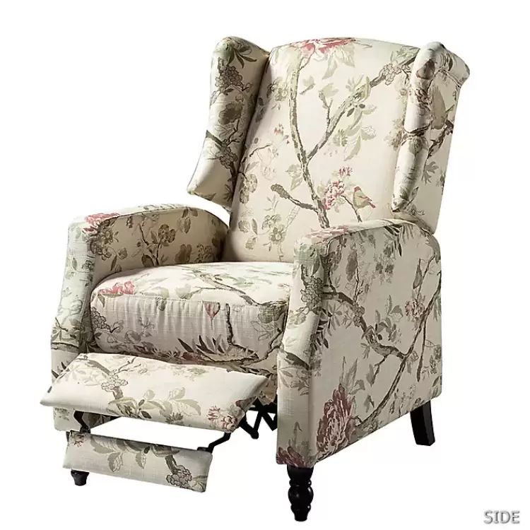 Cream Vintage Floral Reclining Armchair>Kirklands Home Hot