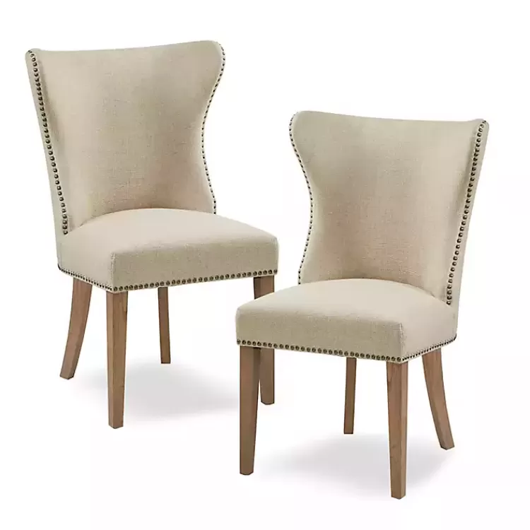 Cream Wing Back Nailhead Dining Chairs, Set of 2>Kirklands Home Sale