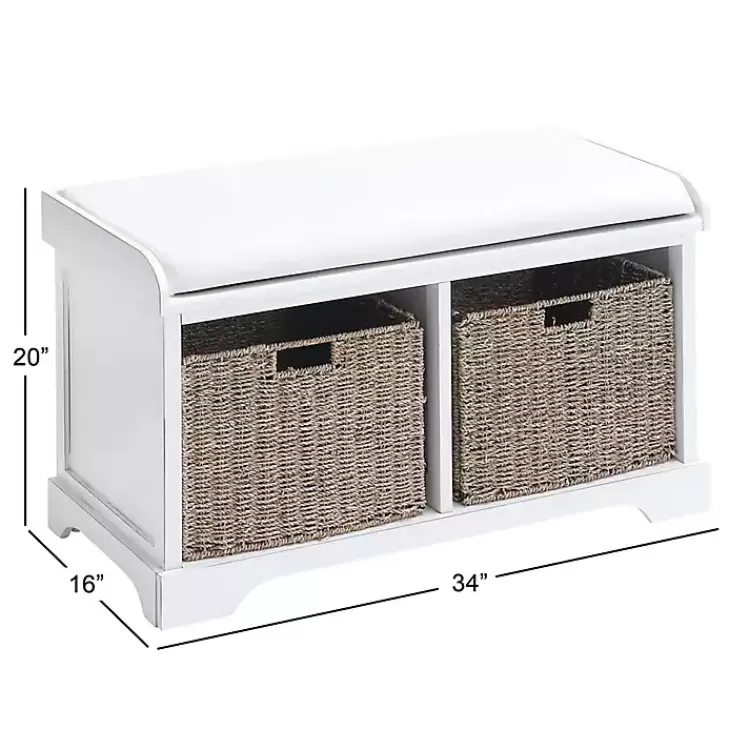 cream_wood_bench_with_storage_baskets_4.webp Cream Wood Bench with Storage Baskets>Kirklands Home Outlet