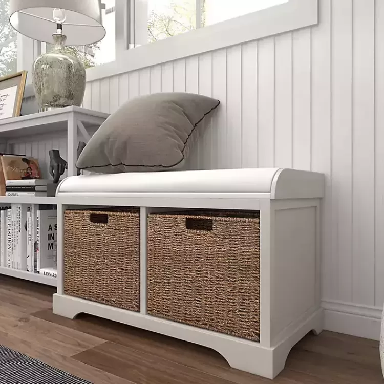 cream_wood_bench_with_storage_baskets_9.webp Cream Wood Bench with Storage Baskets>Kirklands Home Outlet