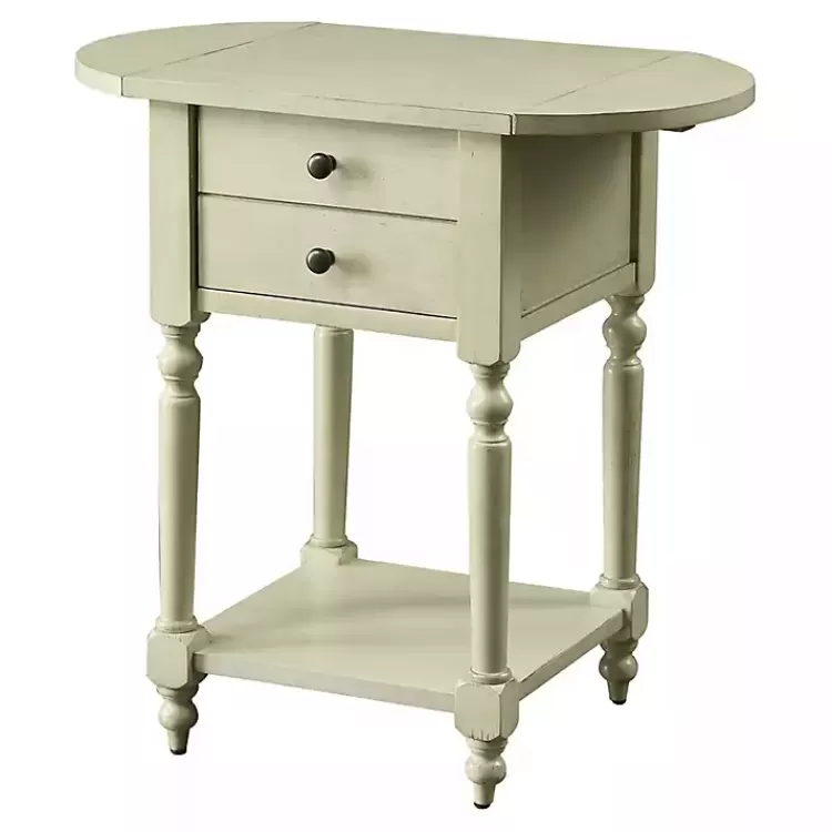 Cream Wood 2-Drawer Drop Leaf Side Table>Kirklands Home Discount