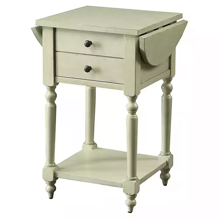Cream Wood 2-Drawer Drop Leaf Side Table>Kirklands Home Discount