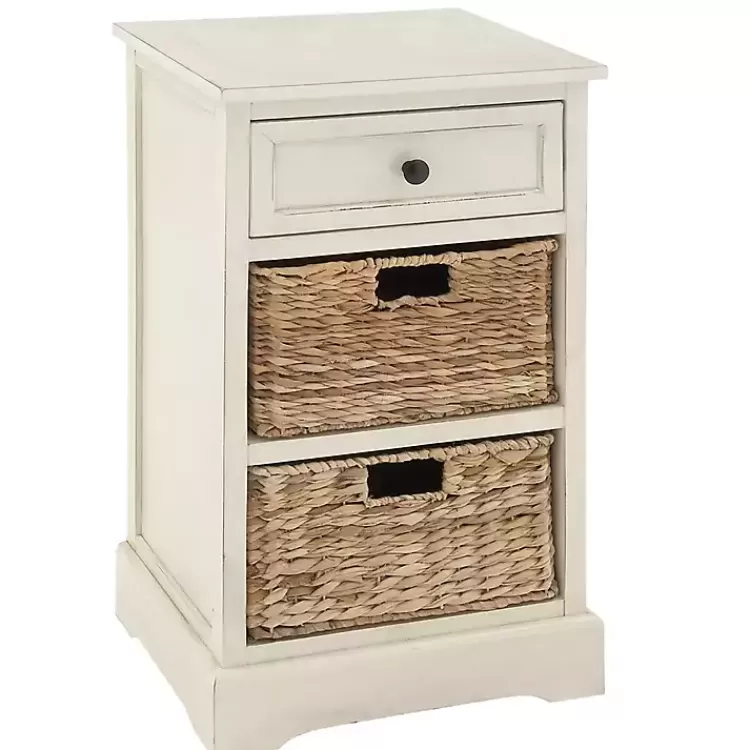 Cream Wood Side Table with Woven Baskets>Kirklands Home Best