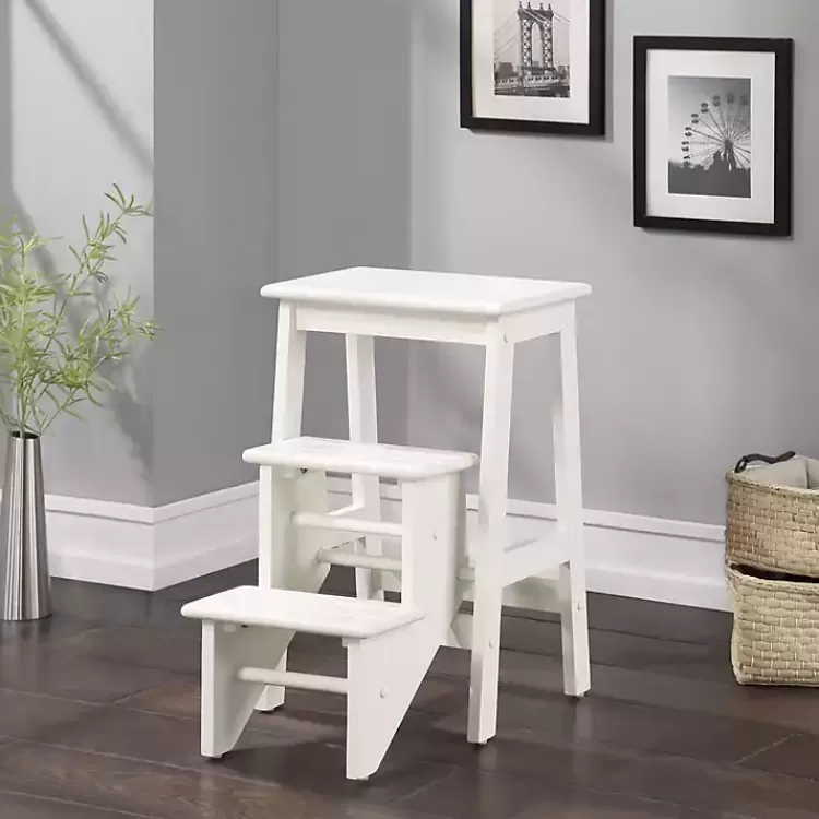 Cream Wooden 3-Level Step Stool>Kirklands Home Sale