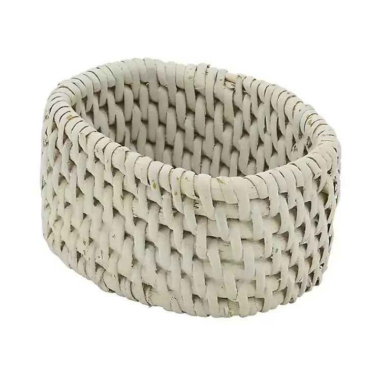 Cream Woven Rattan Oval Napkin Rings, Set of 4>Kirklands Home Fashion