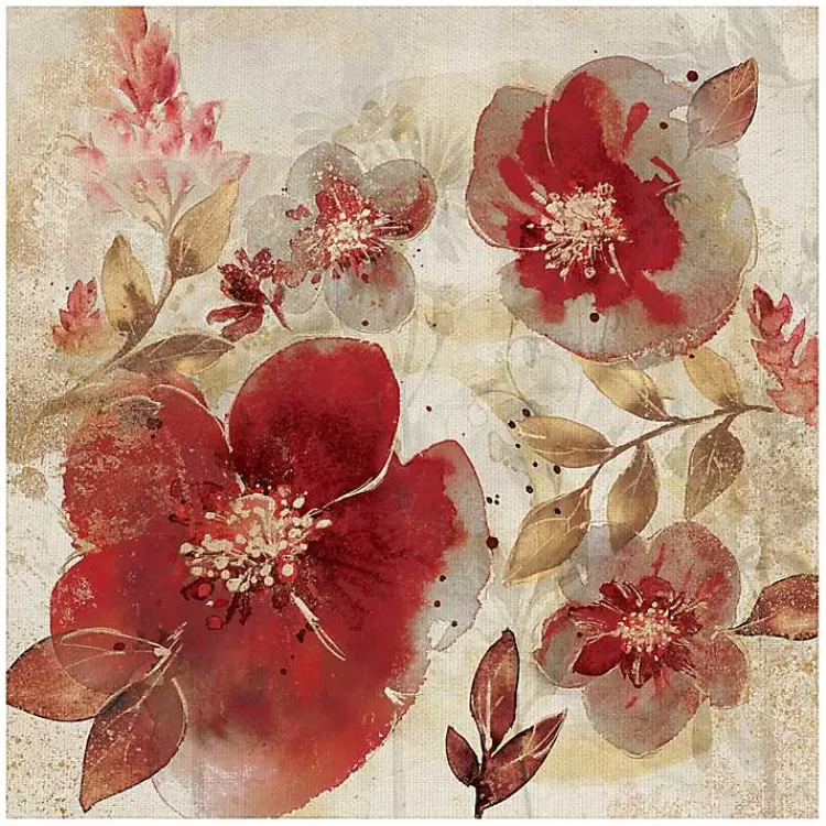Crimson Petals Wrapped Canvas Art Print>Kirklands Home Cheap