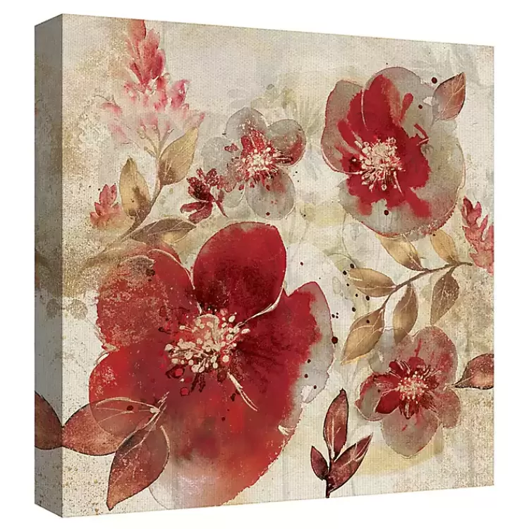 Crimson Petals Wrapped Canvas Art Print>Kirklands Home Cheap