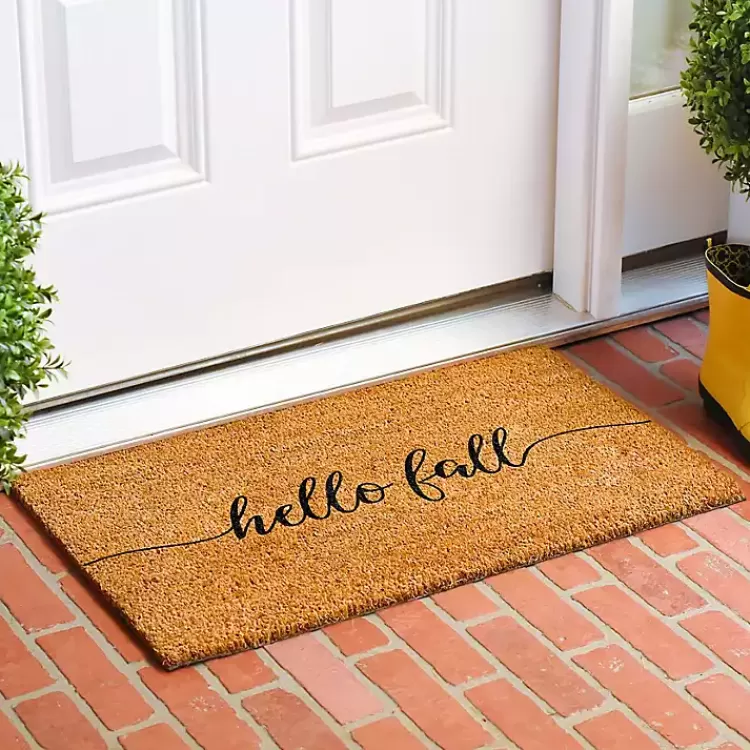 Cursive Hello Fall Coir Doormat, 24x48>Kirklands Home Fashion