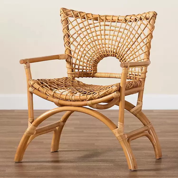 Curved Natural Rat Woven Accent Chair>Kirklands Home Flash Sale