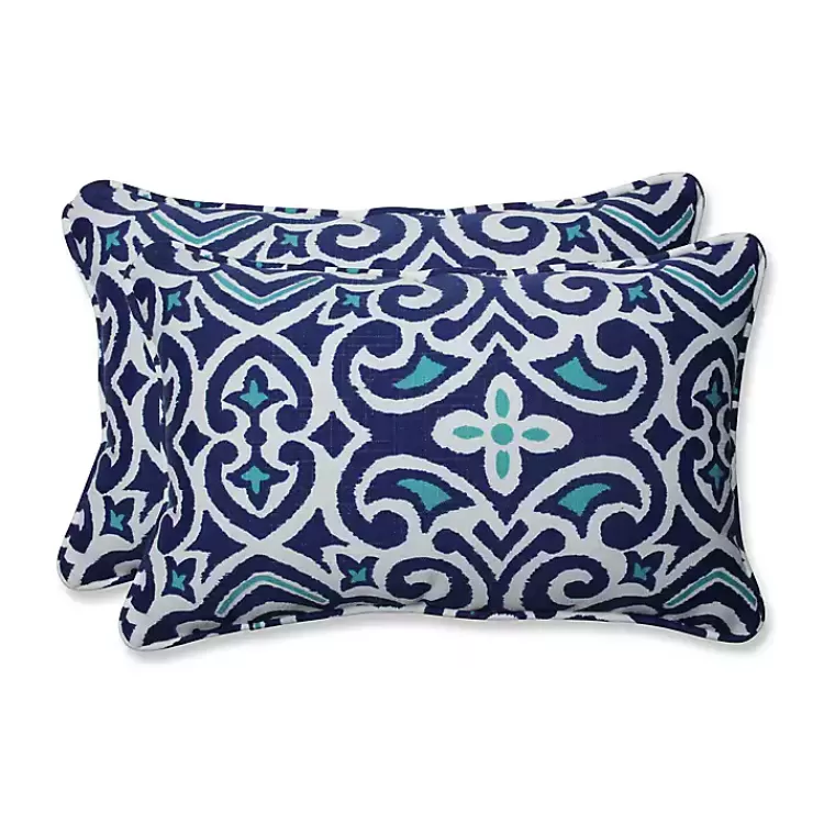 Damask Marine Rectangle Outdoor Pillows, Set of 2>Kirklands Home Discount