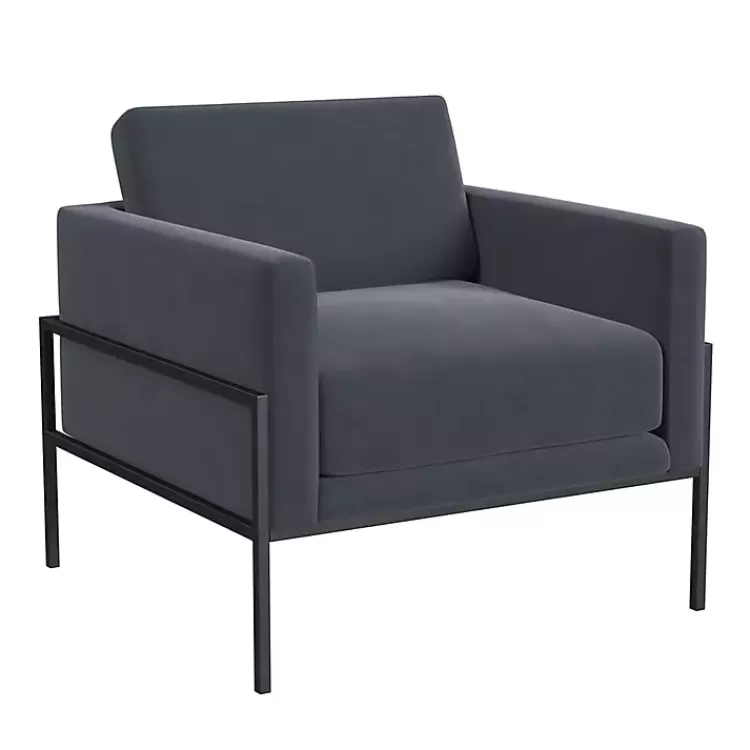 Dark Velvet Black Metal Accent Chair>Kirklands Home Discount