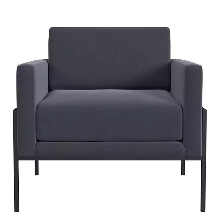 Dark Velvet Black Metal Accent Chair>Kirklands Home Discount