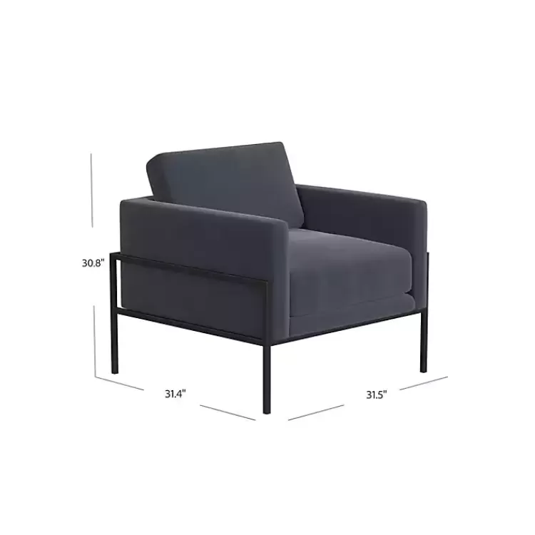 dark_blue_velvet_black_metal_accent_chair_3.webp Dark Velvet Black Metal Accent Chair>Kirklands Home Discount