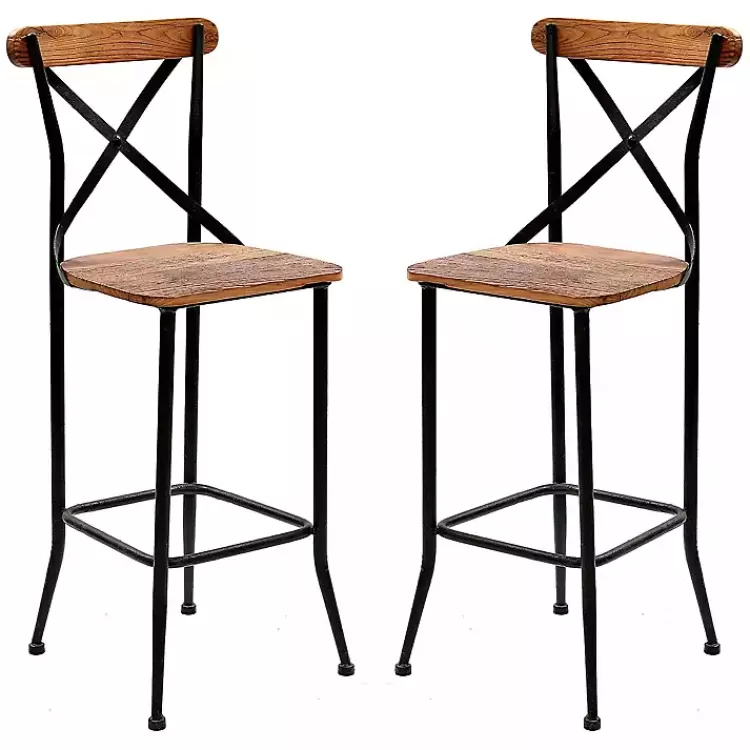Dark Bronze and Pine Wood Bar Stools, Set of 2>Kirklands Home Fashion