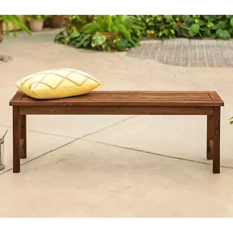 Dark Acacia Wood Outdoor Bench>Kirklands Home Outlet