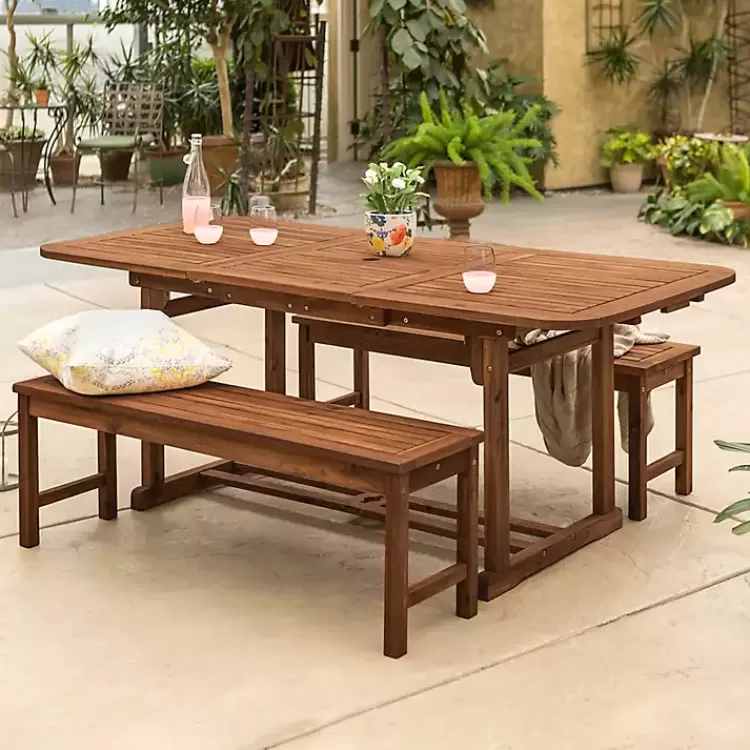 Dark Acacia Wood 3-pc. Outdoor Dining Set>Kirklands Home Fashion
