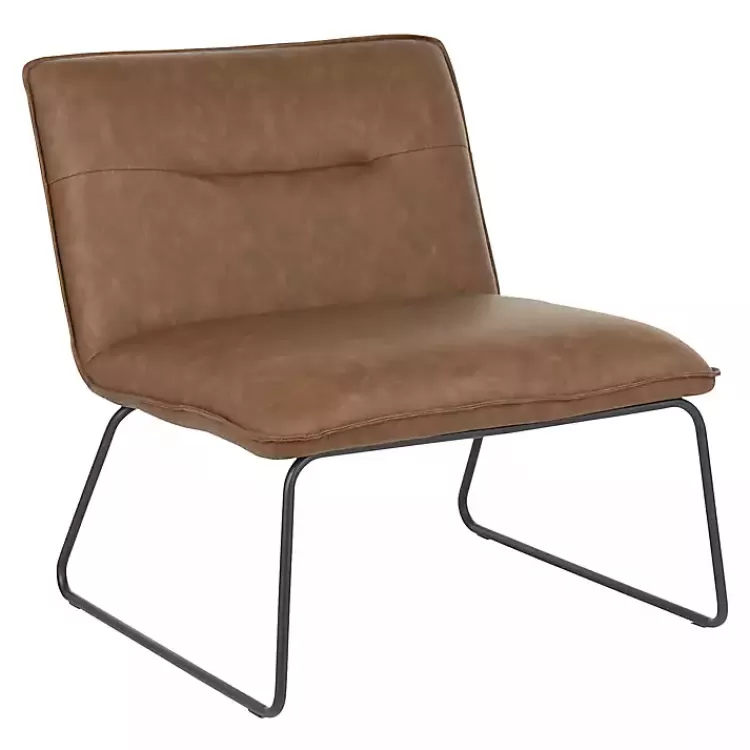 Dark Faux Leather Sleigh Accent Chair>Kirklands Home New