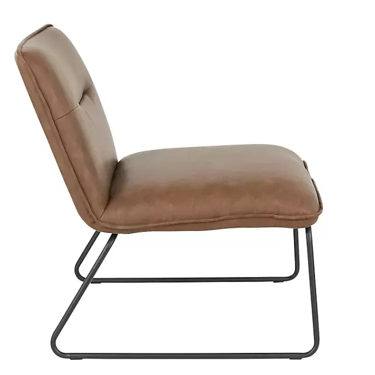 Dark Faux Leather Sleigh Accent Chair>Kirklands Home New
