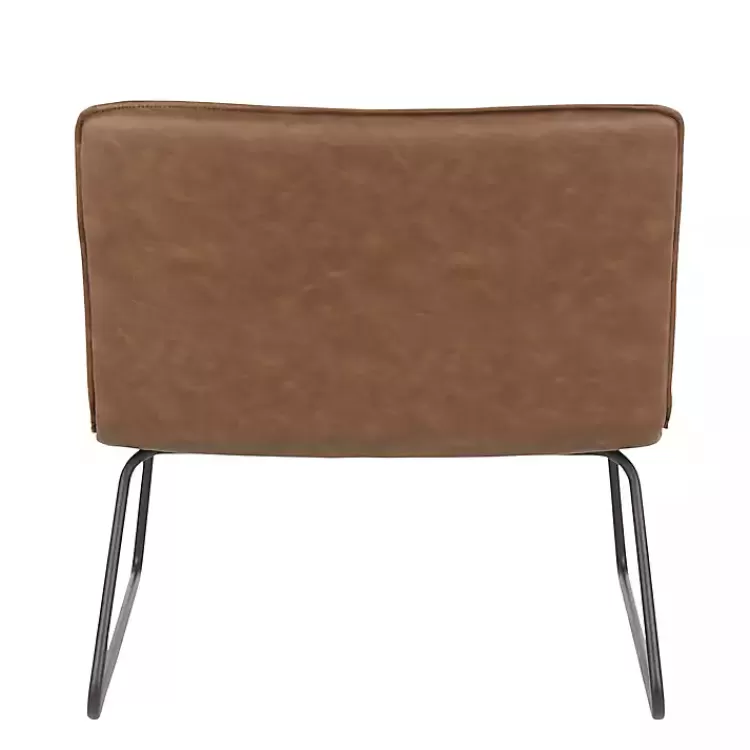 dark_brown_faux_leather_sleigh_accent_chair_2.webp Dark Faux Leather Sleigh Accent Chair>Kirklands Home New