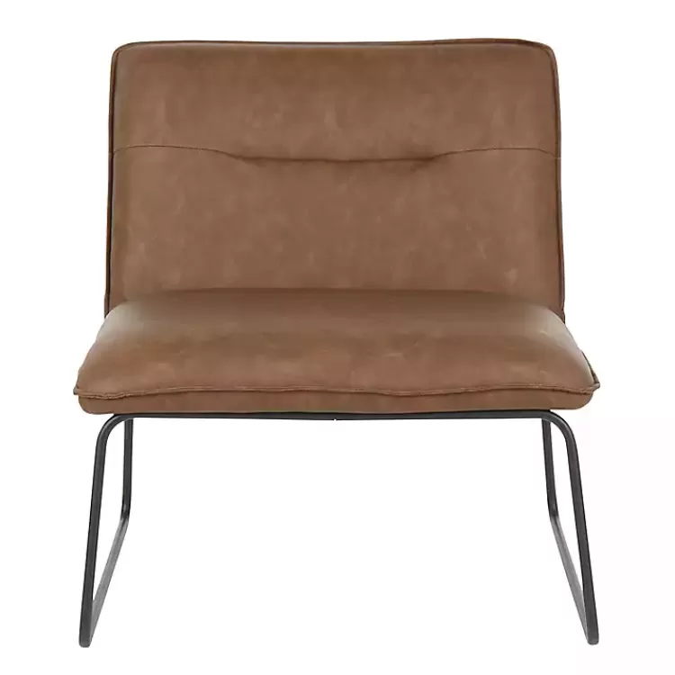 dark_brown_faux_leather_sleigh_accent_chair_3.webp Dark Faux Leather Sleigh Accent Chair>Kirklands Home New