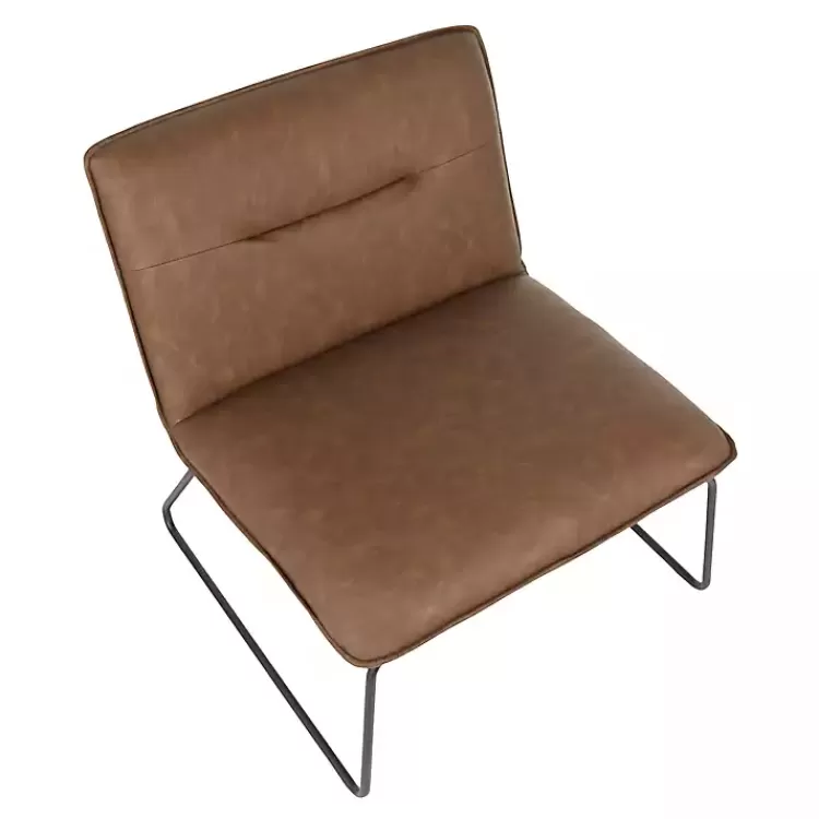 dark_brown_faux_leather_sleigh_accent_chair_4.webp Dark Faux Leather Sleigh Accent Chair>Kirklands Home New
