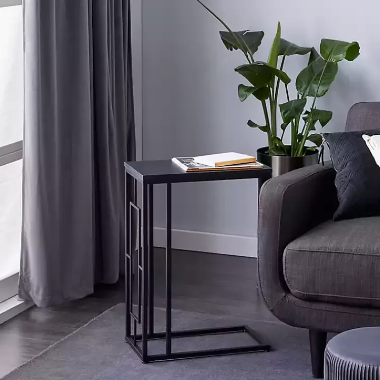 Dark Metal C-Shaped Accent Table>Kirklands Home Fashion