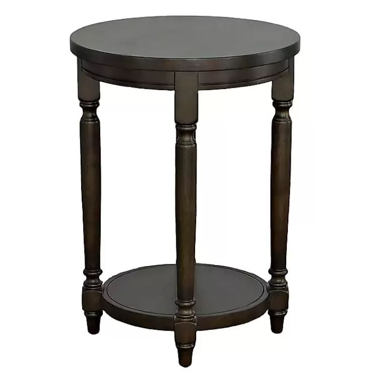 Dark Round Charging Accent Table>Kirklands Home Fashion