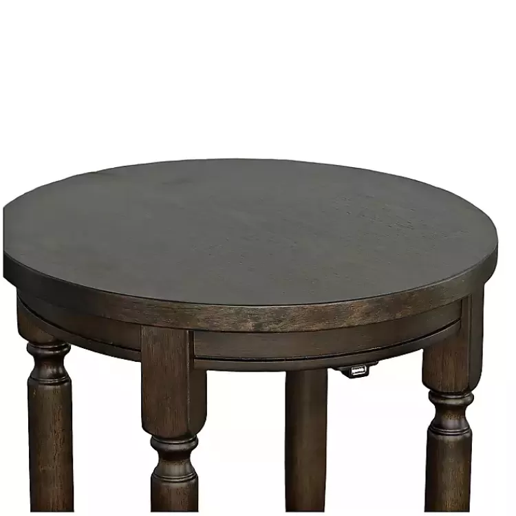 Dark Round Charging Accent Table>Kirklands Home Fashion