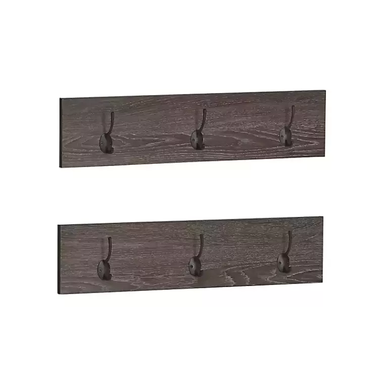 Dark Brown Wooden 3-Hook Coat Racks, Set of 2>Kirklands Home New