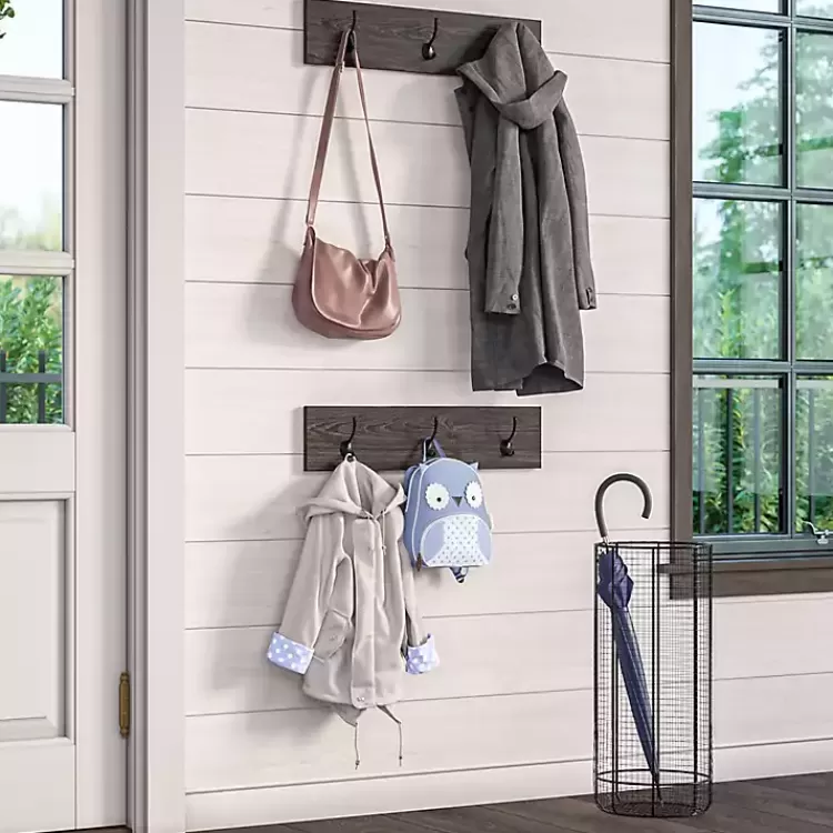 Dark Brown Wooden 3-Hook Coat Racks, Set of 2>Kirklands Home New