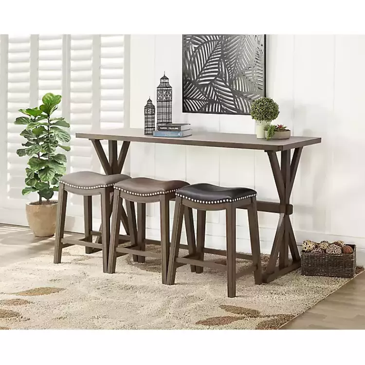 Dark Wooden Trestle Counter Table, 72 in.>Kirklands Home Online