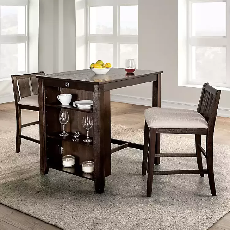 Dark Cherry Wood Kayla Counter Height 3-pc. Set>Kirklands Home Shop