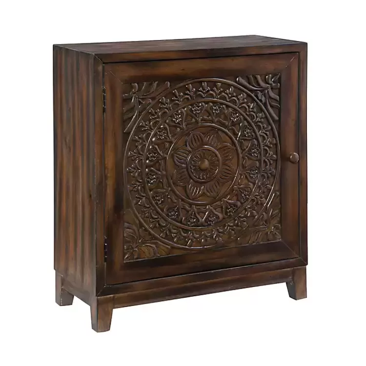 Dark Chestnut Medallion Carved Cabinet>Kirklands Home Hot
