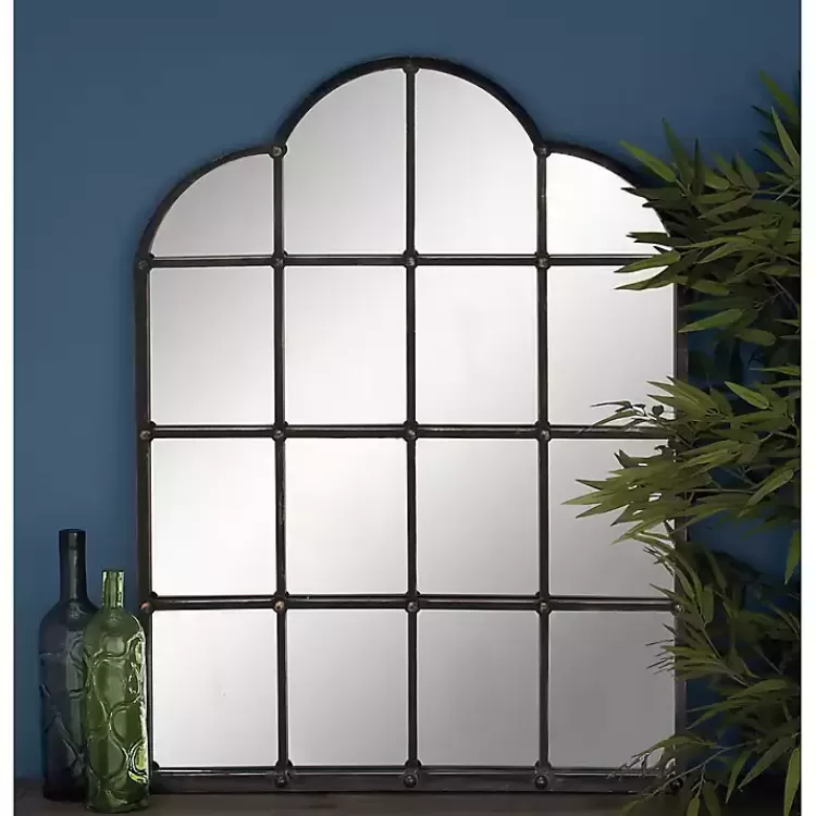 Dark Crown Frame Windowpane Mirror>Kirklands Home Discount