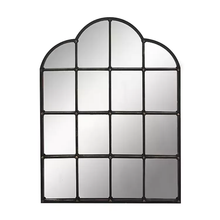 Dark Crown Frame Windowpane Mirror>Kirklands Home Discount