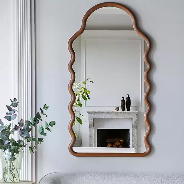 Dark Gold Arched Wavy Wall Mirror>Kirklands Home Online