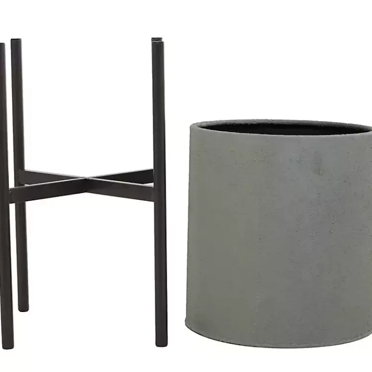 dark_gray_barrel_pc_planter_set_3.webp Dark Barrel 2-pc. Planter Set>Kirklands Home Hot