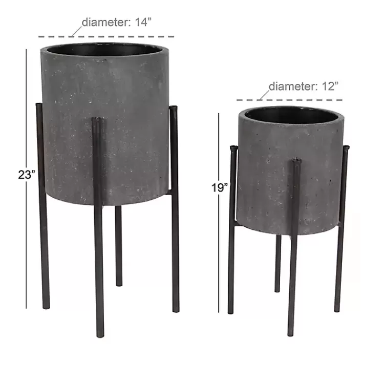 dark_gray_barrel_pc_planter_set_4.webp Dark Barrel 2-pc. Planter Set>Kirklands Home Hot