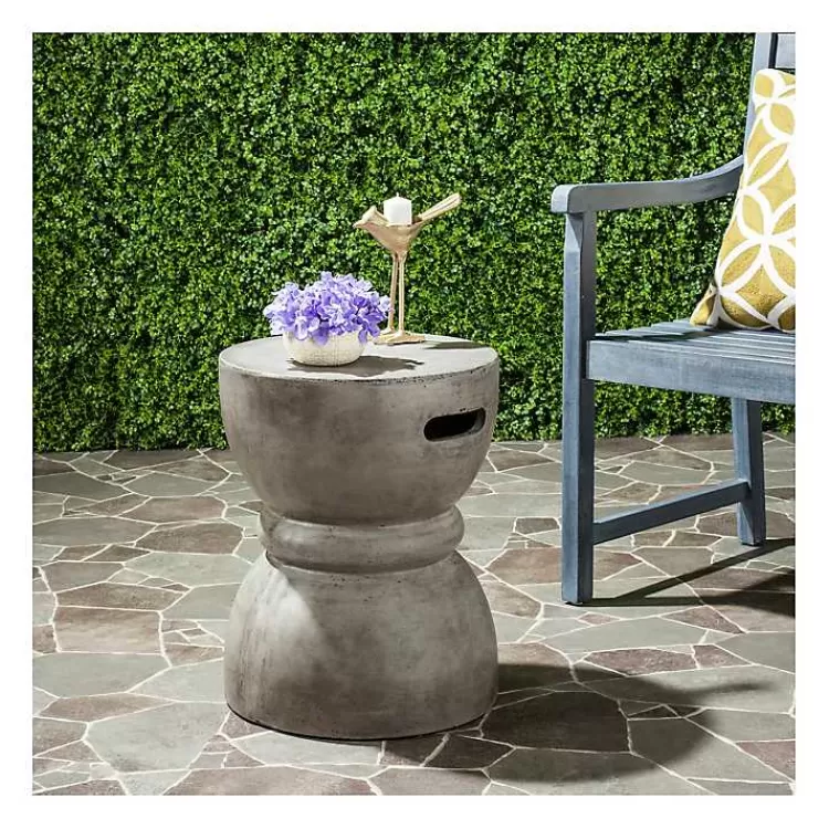 Dark Drum Accent Table with Handles>Kirklands Home Clearance