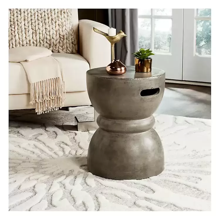 dark_gray_drum_accent_table_with_handles_3.webp Dark Drum Accent Table with Handles>Kirklands Home Clearance