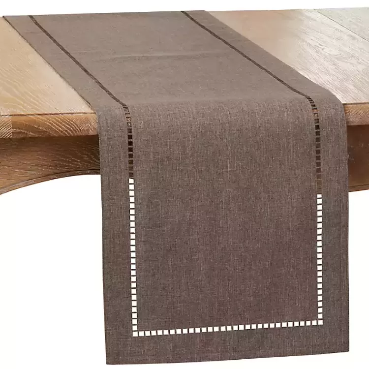 Dark Hemstitch Border Table Runner>Kirklands Home Store