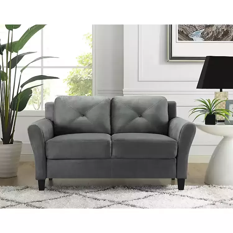 dark_gray_kelly_microfiber_rolled_arm_loveseat_2.webp Dark Kelly Microfiber Rolled Arm Loveseat>Kirklands Home Cheap