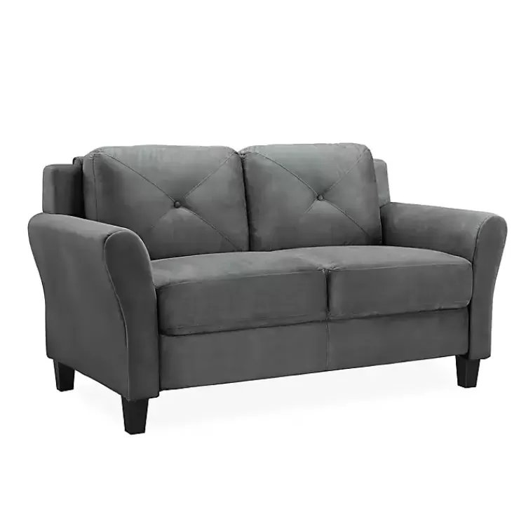 dark_gray_kelly_microfiber_rolled_arm_loveseat_5.webp Dark Kelly Microfiber Rolled Arm Loveseat>Kirklands Home Cheap