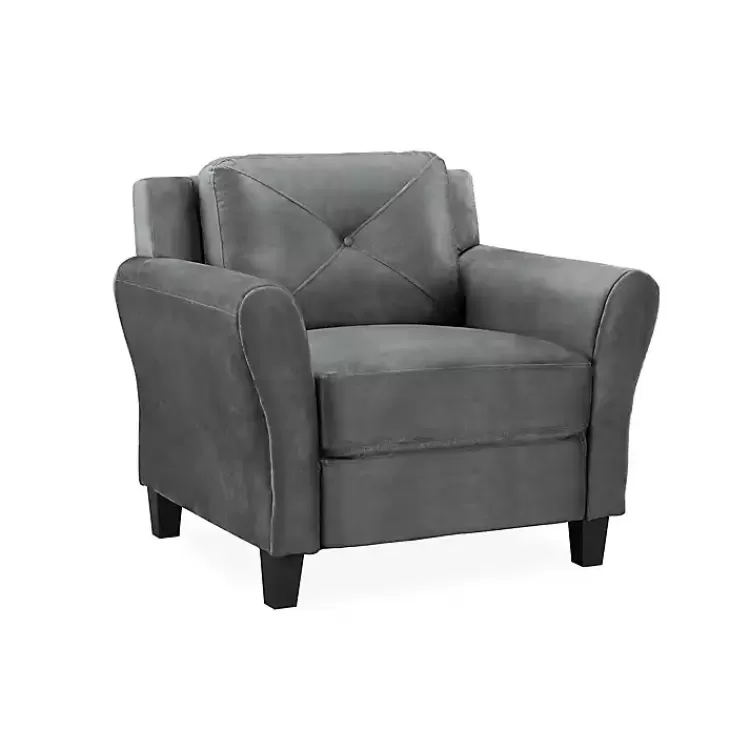 Dark Kelly Microfiber Rolled Armchair>Kirklands Home Store