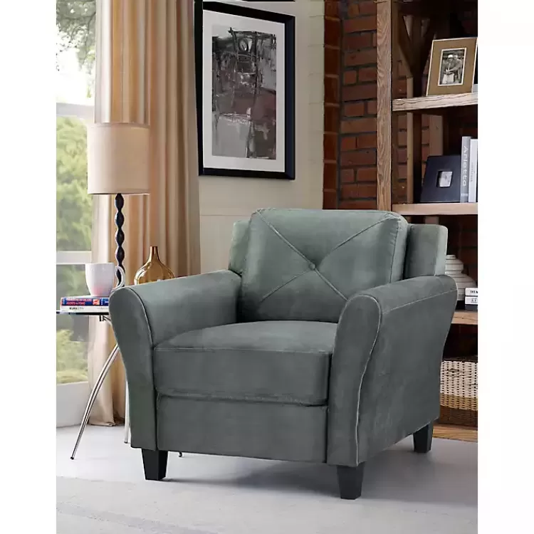 dark_gray_kelly_microfiber_rolled_armchair_2.webp Dark Kelly Microfiber Rolled Armchair>Kirklands Home Store
