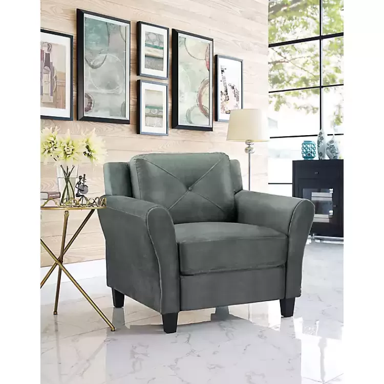 dark_gray_kelly_microfiber_rolled_armchair_3.webp Dark Kelly Microfiber Rolled Armchair>Kirklands Home Store