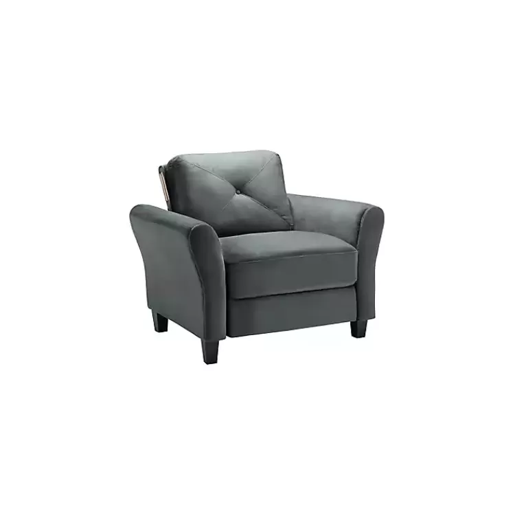 dark_gray_kelly_microfiber_rolled_armchair_4.webp Dark Kelly Microfiber Rolled Armchair>Kirklands Home Store